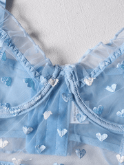 Baby Blue Heart Lingerie 2 Piece Set - Pura Jewels