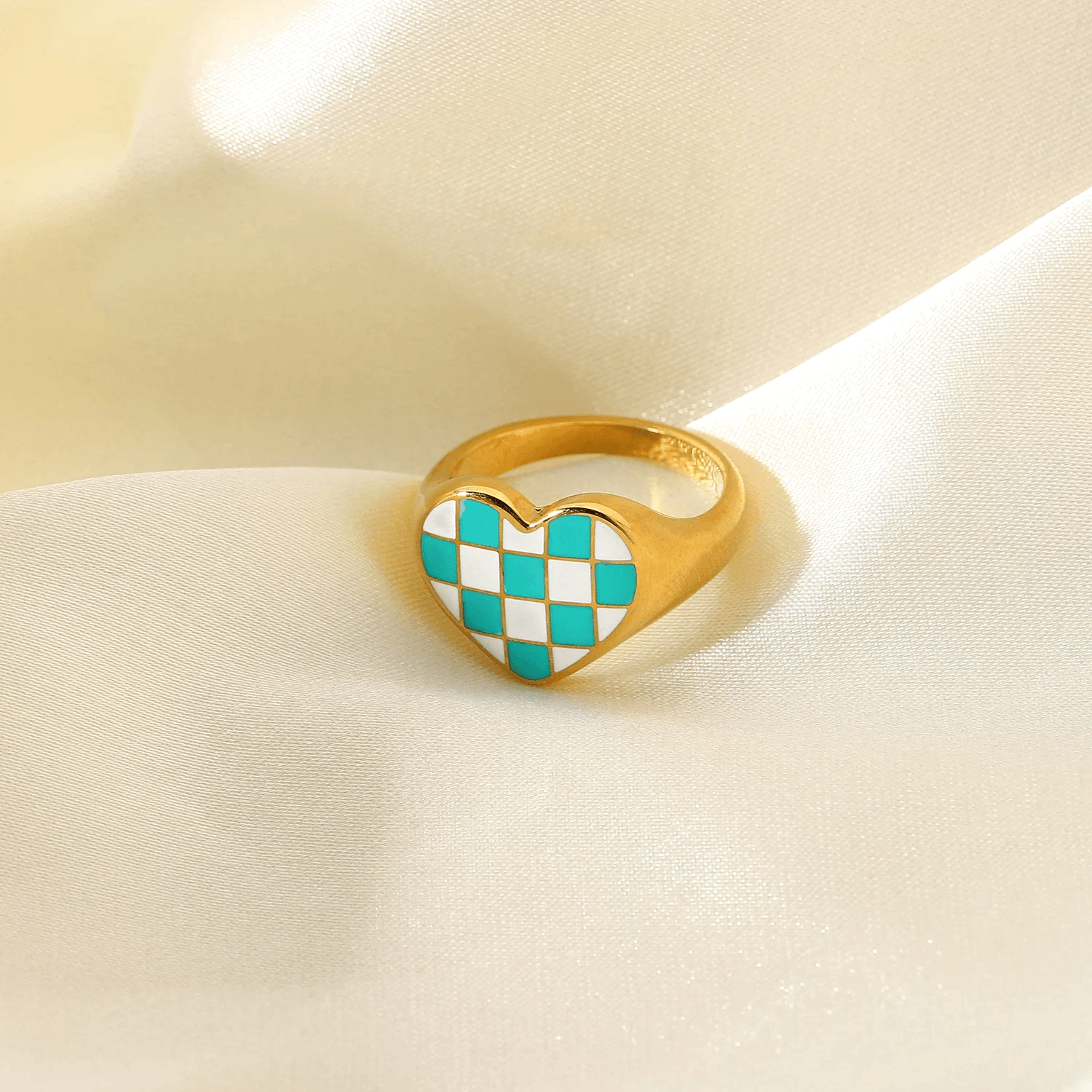 Tiffany Checker Heart Ring - Pura Jewels