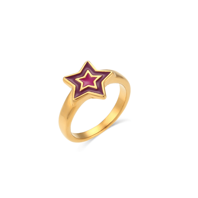 Super Star Ring Purple / Gold / 6 - Pura Jewels