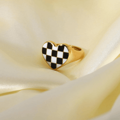 Checker Heart Ring - Pura Jewels