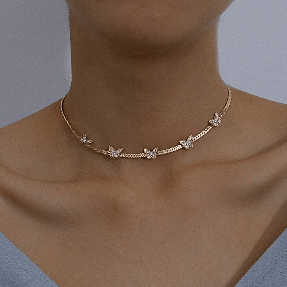 Charming Butterfly Choker Gold - Pura Jewels