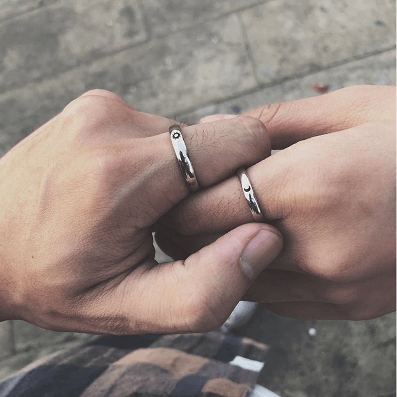 Sun & Moon Couple Rings (Set of 2) - Pura Jewels