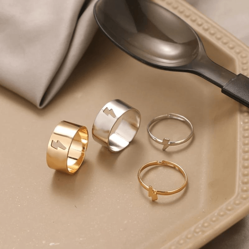 Lightning Bolt Couple Rings - Pura Jewels