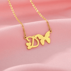 Dainty Butterfly Initial Necklace