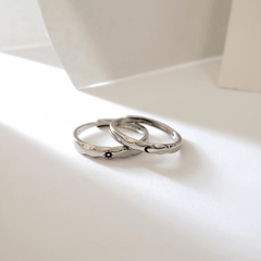 Wavy Sun & Moon Couple Rings (Set of 2) - Pura Jewels