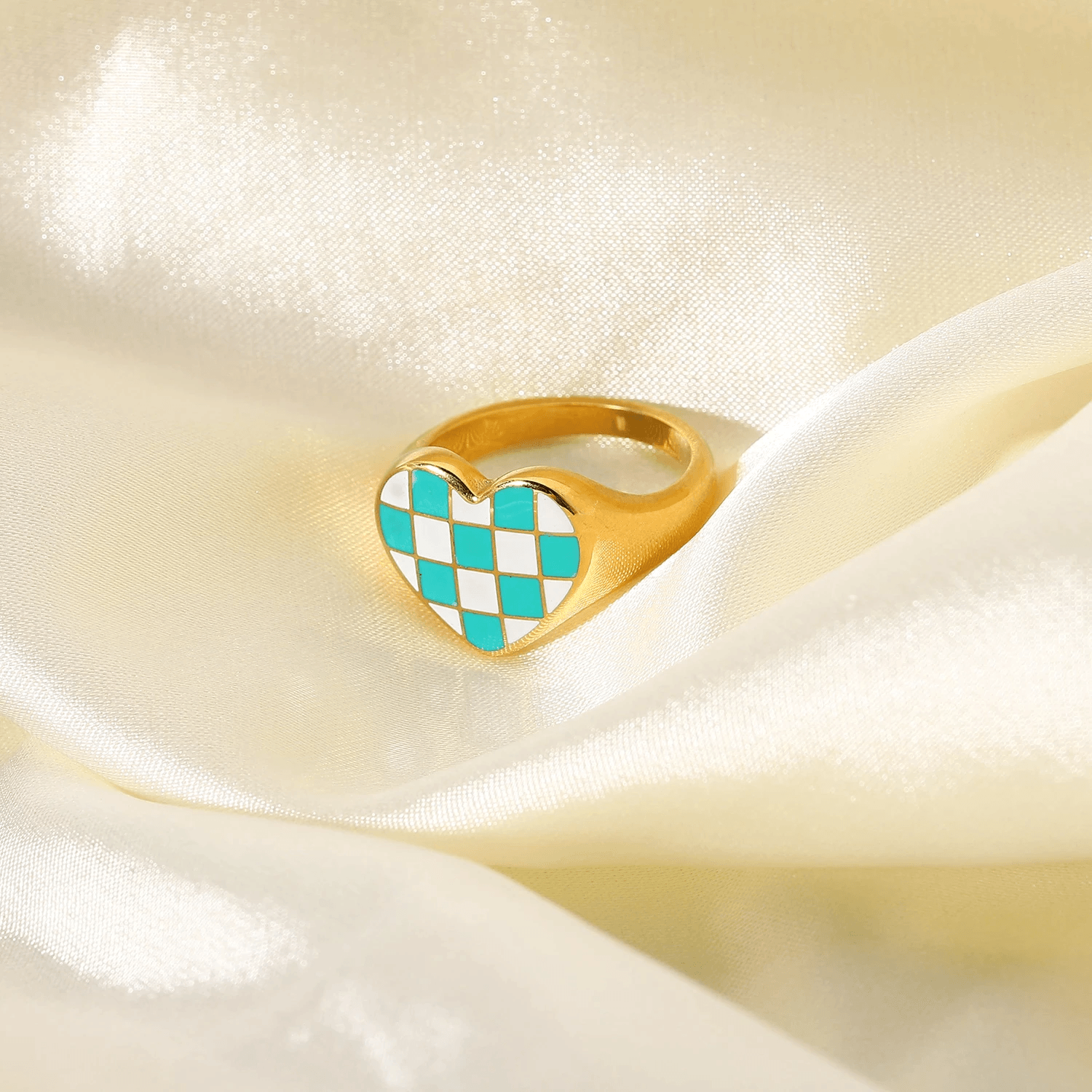 Tiffany Checker Heart Ring - Pura Jewels