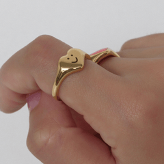 Happy Face Heart Ring - Pura Jewels