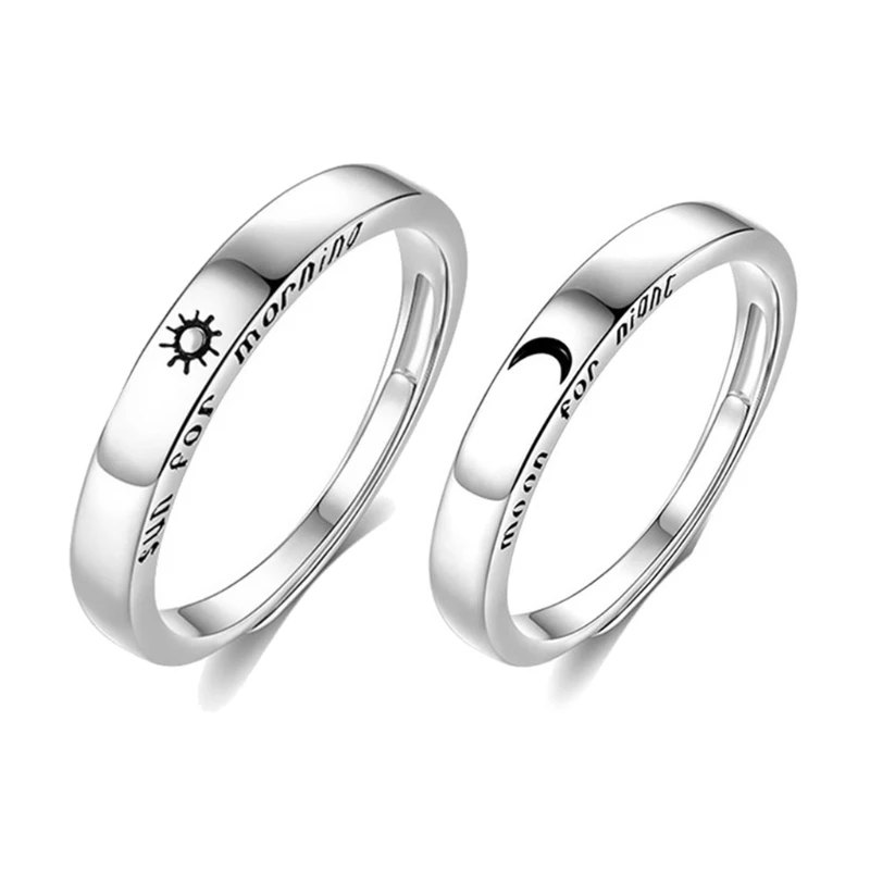 Sun & Moon Couple Rings (Set of 2) Adjustable - Pura Jewels
