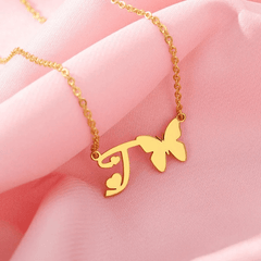 Dainty Butterfly Initial Necklace