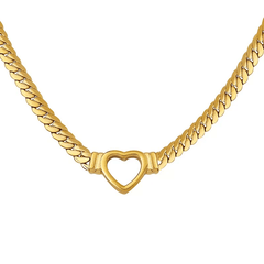 Collar de eslabones de corazón de oro