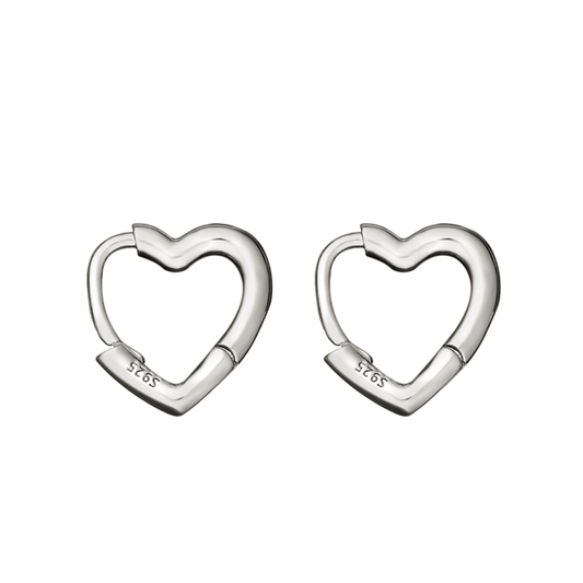 Heart Hoop Earrings Silver - Pura Jewels