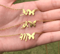 Dainty Butterfly Initial Necklace