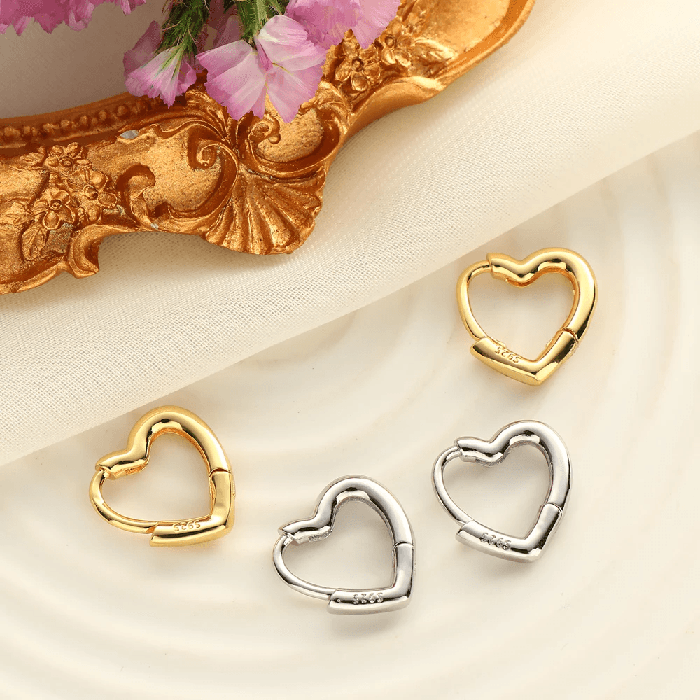 Heart Hoop Earrings - Pura Jewels