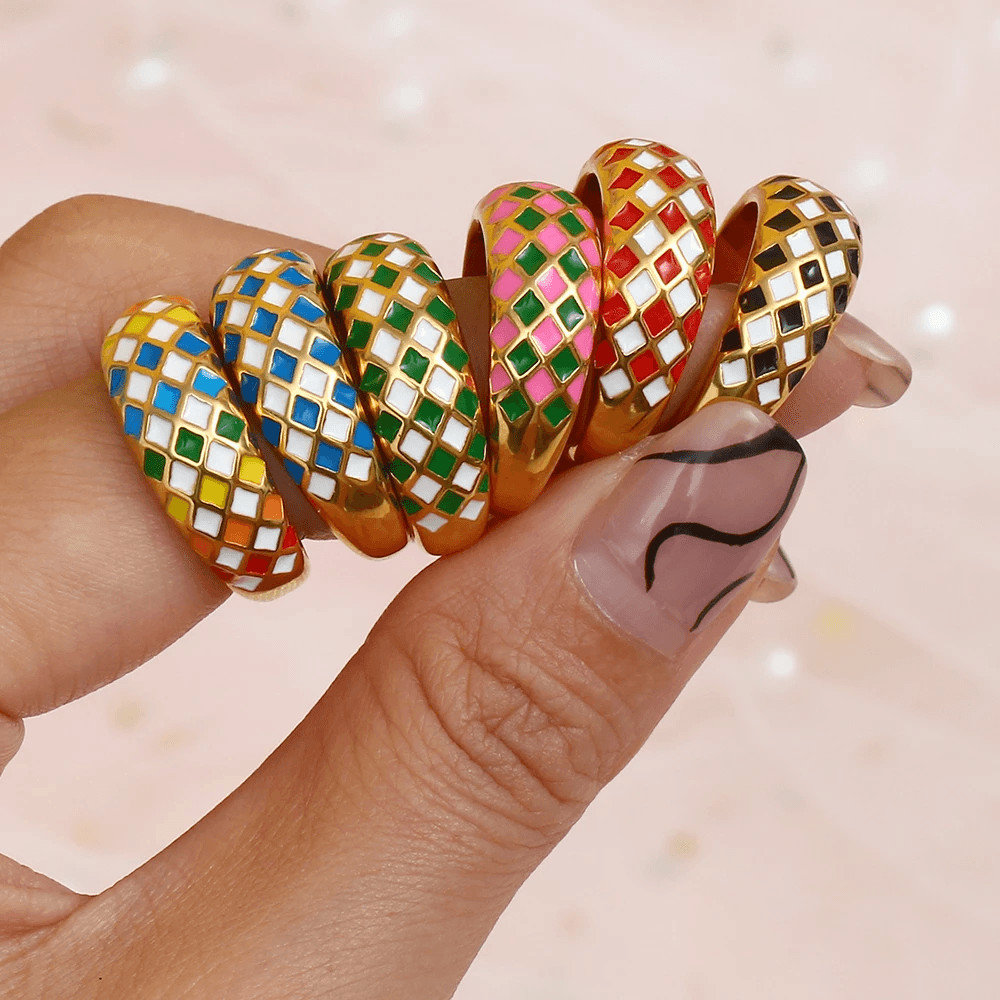 Diamond Checker Ring - Pura Jewels