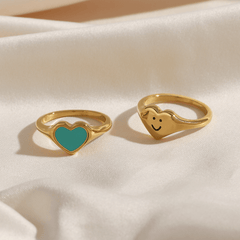 Happy Face Heart Ring - Pura Jewels