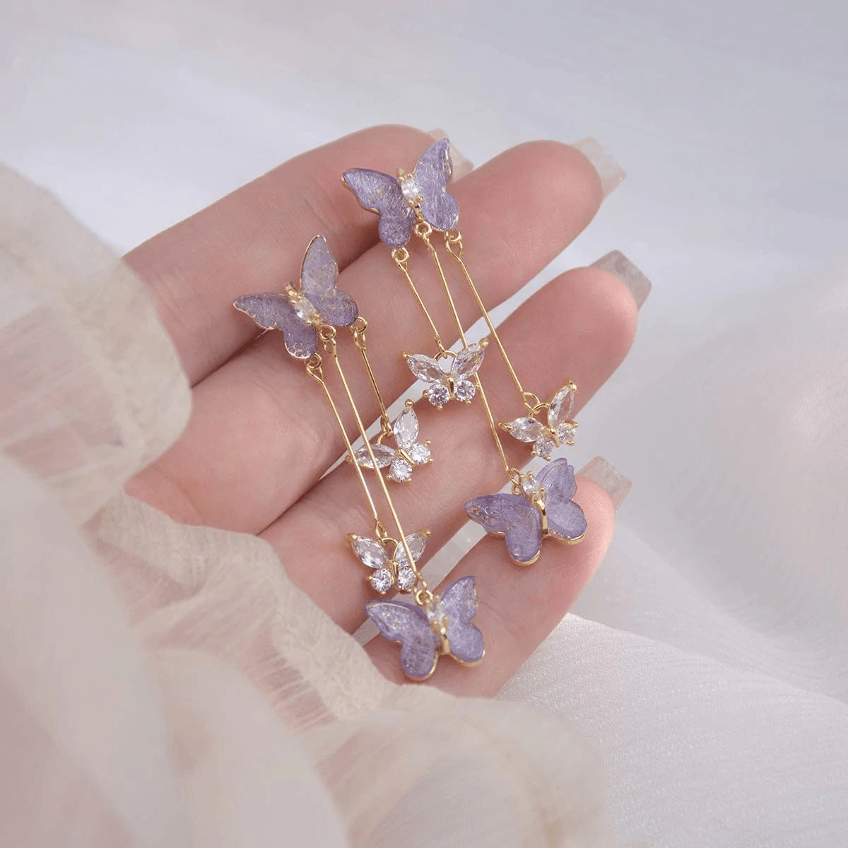 Pearl Butterfly Tassle Earrings - Pura Jewels