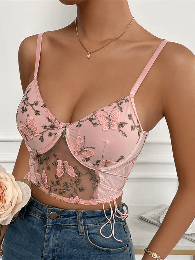 Butterfly Embroidery Top - Pura Jewels