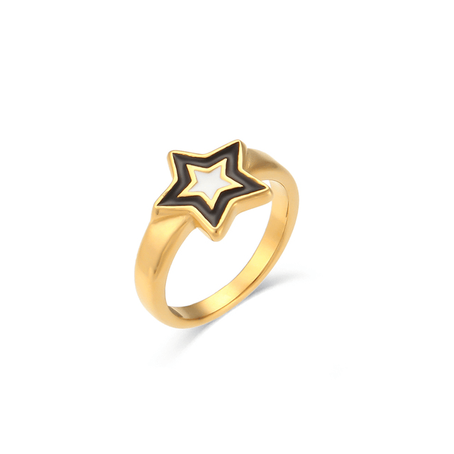Super Star Ring Black / Gold / 6 - Pura Jewels