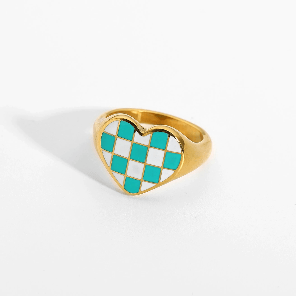 Tiffany Checker Heart Ring - Pura Jewels