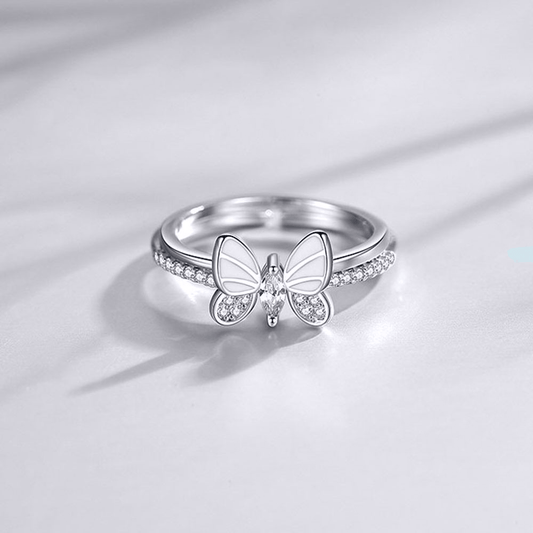 Pearly Butterfly Ring (Set of 2) Adjustable - Pura Jewels