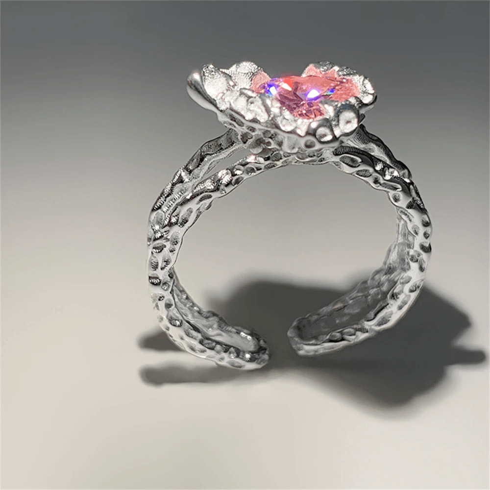 Pink Crystal Heart Ring - Pura Jewels