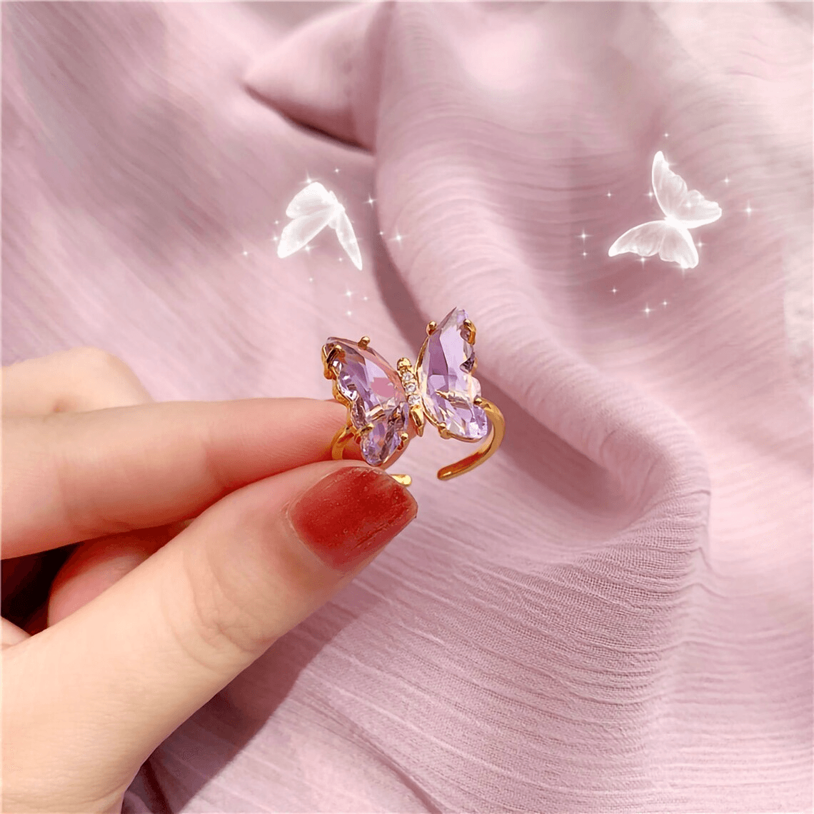 Crystal Butterfly Ring - Pura Jewels