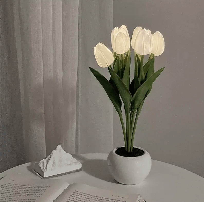 Tulip Flowerpot Table Lamp White - Pura Jewels
