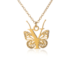 Butterfly Initial Necklace