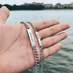Couples Engraved Bracelet Set