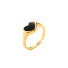 Happy Heart Ring Black / Gold / 6 - Pura Jewels