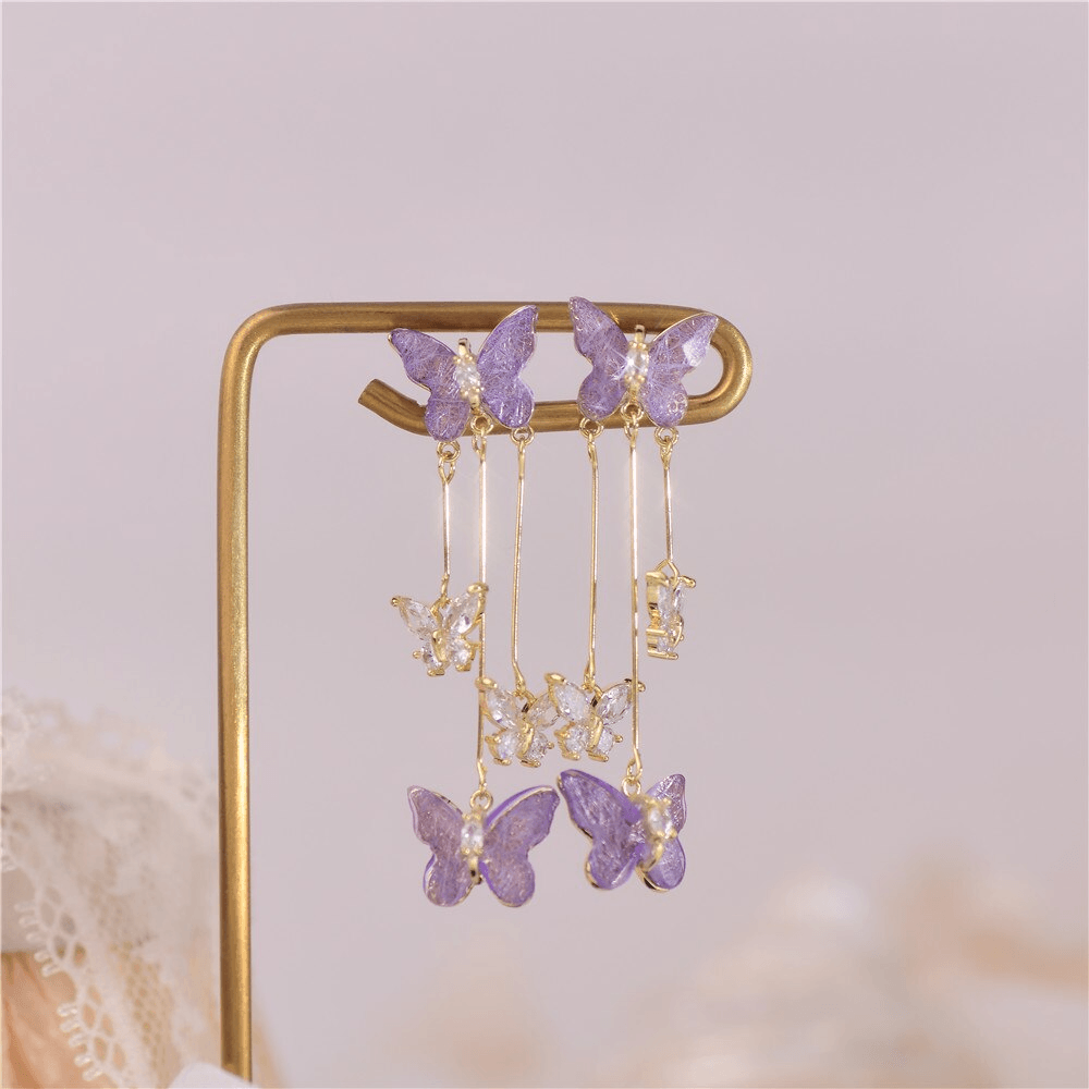 Pearl Butterfly Tassle Earrings - Pura Jewels