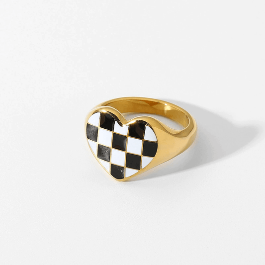 Checker Heart Ring - Pura Jewels