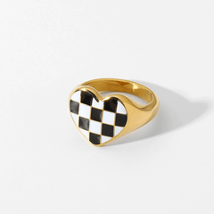 Checker Heart Ring - Pura Jewels
