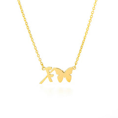 Dainty Butterfly Initial Necklace