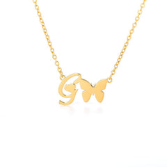 Dainty Butterfly Initial Necklace