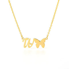 Dainty Butterfly Initial Necklace