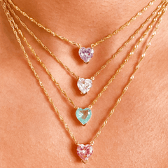 Fuchsia Heart Necklace - Pura Jewels