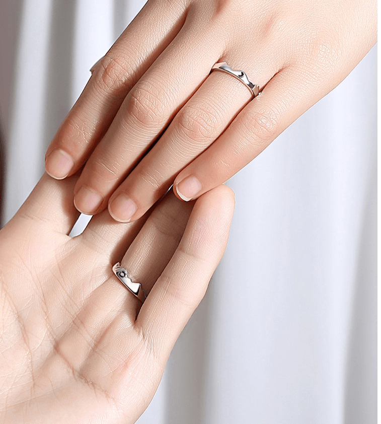 Mountain Sun & Moon Couple Rings (Set of 2) - Pura Jewels