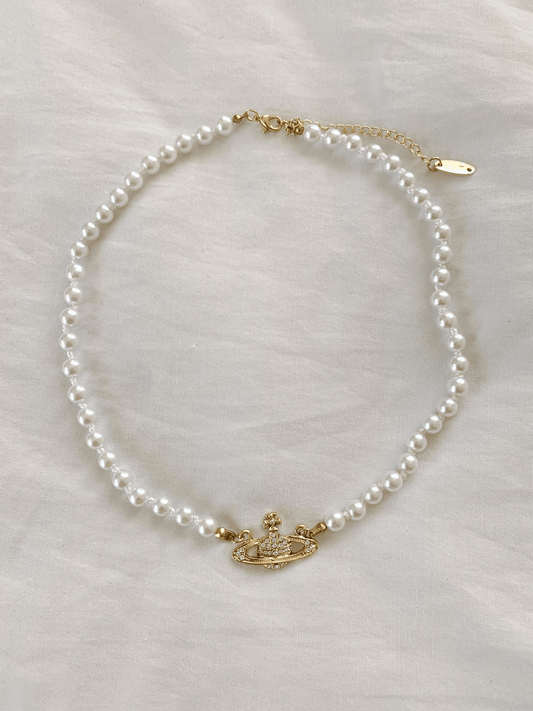 Pearl Saturn Necklace - Pura Jewels
