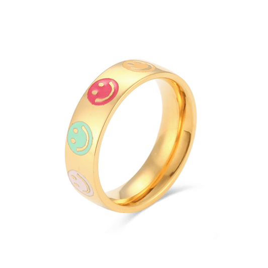 Smiley Vibes Ring Gold / 6 - Pura Jewels